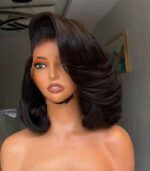 Raw Filipino layered bob wig 300gram 13by6 hd lace 10” - Image 2