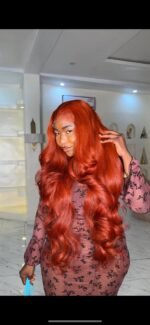 34” raw donor luxury  Ginger wavy 600gram  Pair with 6by6 lace
